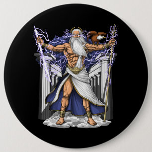 Griekse God Zeus Ronde Button 6,0 Cm