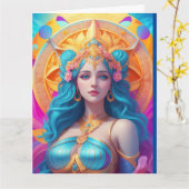 Griekse godin Aphrodite in haar pracht Kaart (Gele Bloem)