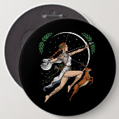 Griekse godin Artemis Ronde Button 6,0 Cm (Voorkant /achterkant)