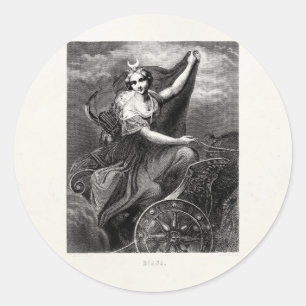 Griekse godin Diana Artemis Roman Ancient Ronde Sticker