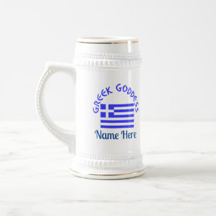 Griekse Godin en Vlag van Griekenland Bierpul
