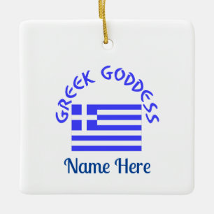 Griekse Godin en Vlag van Griekenland Persoonlijk  Keramisch Ornament