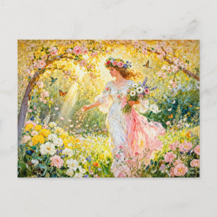 Griekse Godin Flores in Tuin Briefkaart