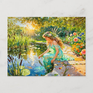 Griekse godin Naiade tuinvijver Briefkaart