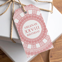 Griekse godin Verjaardagsfeest roze Cadeaulabel