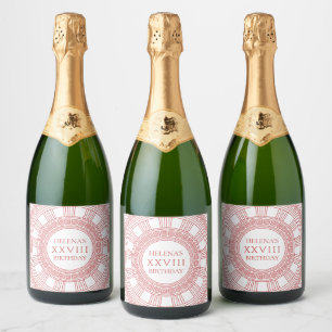 Griekse godin Verjaardagsfeestje roze Sparkling Wijnetiket