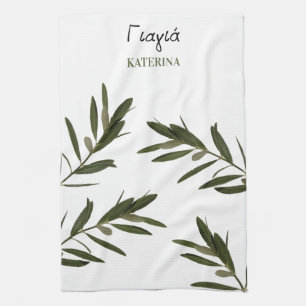 Griekse grootmoeder Olijfbijkantoren in Yiayia Theedoek