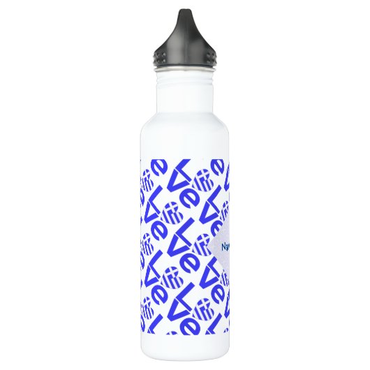 Griekse Hart Blauwe LIEFDE Tegels Gepersonaliseerd Waterfles (Links)