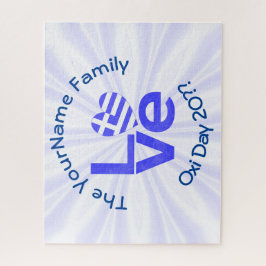 Griekse Hart Vlag Blauw LIEFDE Gepersonaliseerd  Legpuzzel