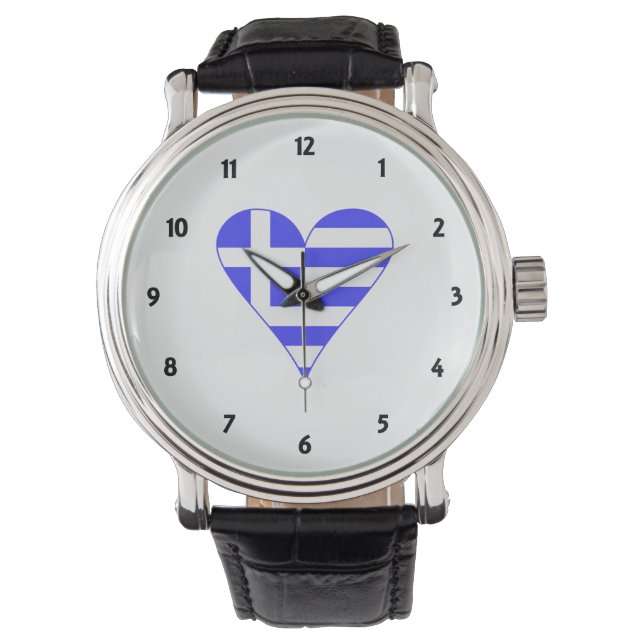Griekse Hart Vlag Funky Horloge (Voorkant)