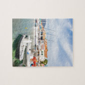 Griekse haven met zeilboten in Fiskardo Legpuzzel (Horizontaal)