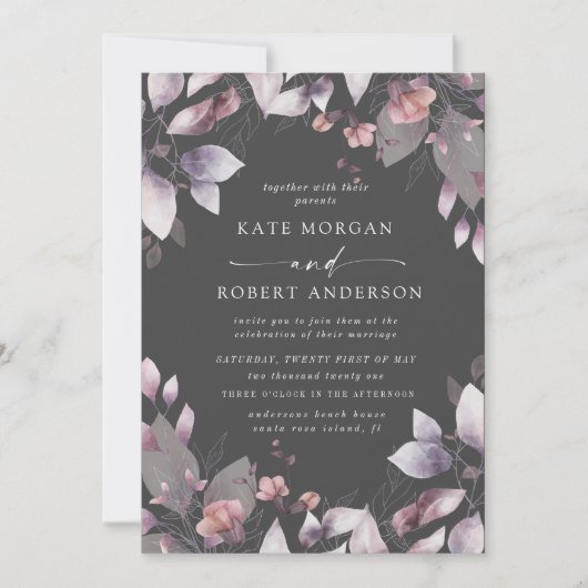 griekse herfst floral bruiloft uitnodiging (Voorkant)