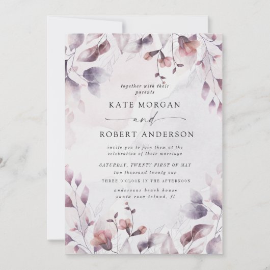 griekse herfst floral bruiloft uitnodiging (Voorkant)