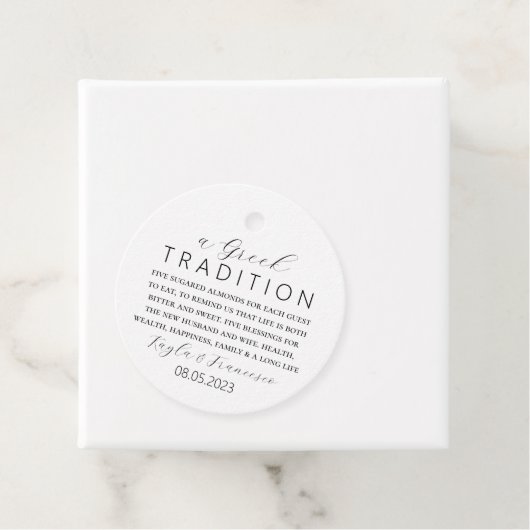 Griekse huwelijkstraditie bedankjes labels (In situ)