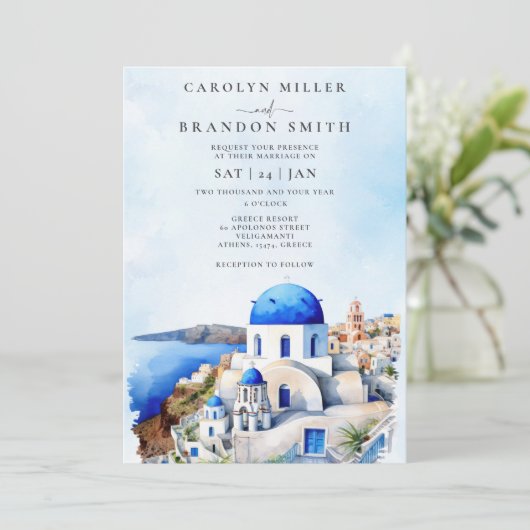 Griekse huwelijksuitnodiging kaart (Staand voorkant)