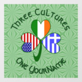 Griekse Ierse Amerikaanse Shamrock Vlag Gepersonal Raamsticker (Vel)