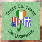 Griekse Ierse Amerikaanse Shamrock Vlag Gepersonal Raamsticker (Vel 2)
