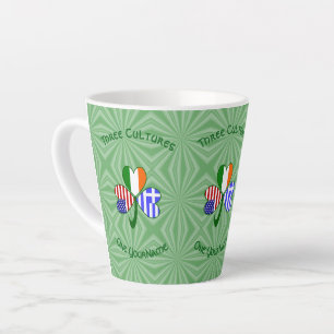 Griekse Ierse Amerikaanse Shamrock Vlaggen Geperso Latte Mok