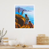 Griekse jongens op de Rocks Poster (Keuken)