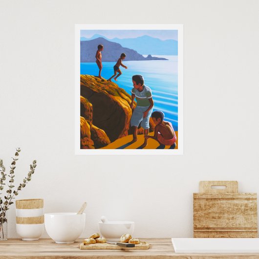 Griekse jongens op de Rocks Poster (Keuken)