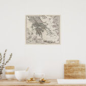 Griekse kaart door Stieler Poster (Keuken)