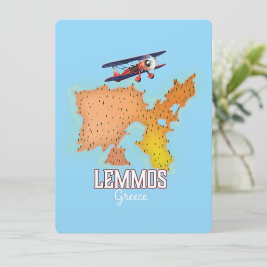 Griekse kaart geïllustreerde reisposter van Lemmos (Staand voorkant)