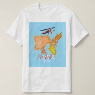 Griekse kaart geïllustreerde reisposter van Lemmos T-shirt