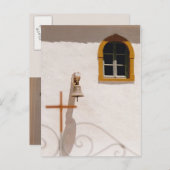 Griekse kerk met kruis bewaar de datum aankondigingskaart (Voorkant / Achterkant)