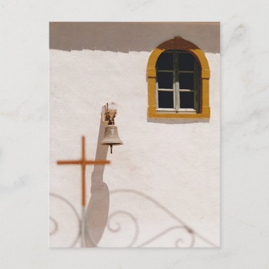 Griekse kerk met kruis bewaar de datum aankondigingskaart (Voorkant)