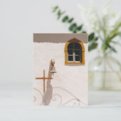 Griekse kerk met kruis bewaar de datum aankondigingskaart (Staand voorkant)