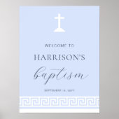 Griekse Key Blauw Baptisme Welkomstbord Poster (Voorkant)