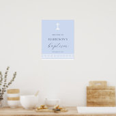Griekse Key Blauw Baptisme Welkomstbord Poster (Keuken)