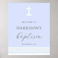 Griekse Key Blauw Baptisme Welkomstbord