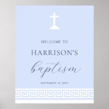 Griekse Key Blauw Baptisme Welkomstbord