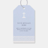 Griekse Key Blauwe Doop Dank u Cadeaulabel (Achterkant)