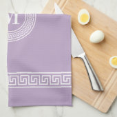 Griekse Key Lavendel Monogram Keukenhanddoeken (Quarter Fold)