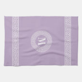 Griekse Key Lavendel Monogram Keukenhanddoeken (Horizontaal)