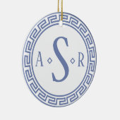 Griekse Key Monogram Kerstversiering Keramisch Ornament (Rechts)