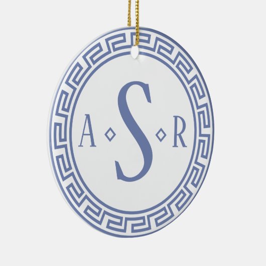 Griekse Key Monogram Kerstversiering Keramisch Ornament (Rechts)