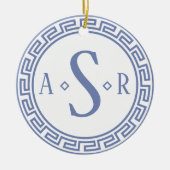 Griekse Key Monogram Kerstversiering Keramisch Ornament (Voorkant)