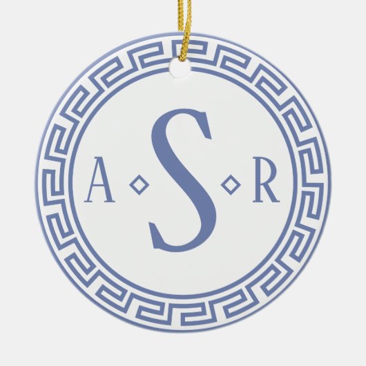 Griekse Key Monogram Kerstversiering Keramisch Ornament (Voorkant)