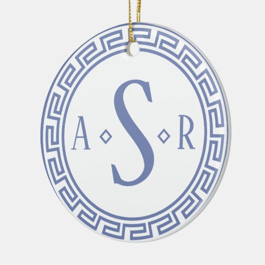 Griekse Key Monogram Kerstversiering Keramisch Ornament (Links)