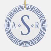 Griekse Key Monogram Kerstversiering Keramisch Ornament (Achterkant)