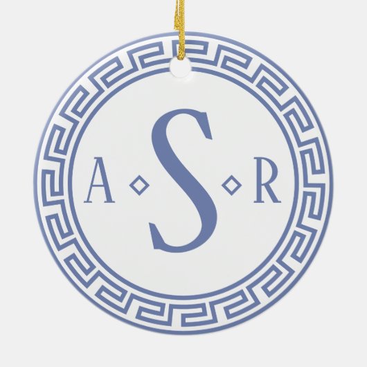 Griekse Key Monogram Kerstversiering Keramisch Ornament (Achterkant)