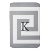 Griekse Key Monogrammen Grijs Zwart Wit Patronen Badmat (Voorkant Verticaal)