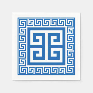 Griekse Key Patroon Blauw en wit papier servetten