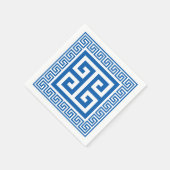 Griekse Key Patroon Blauw en wit papier servetten (Hoek)