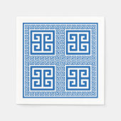 Griekse Key Patroon Blauw en wit papier servetten (Voorkant)