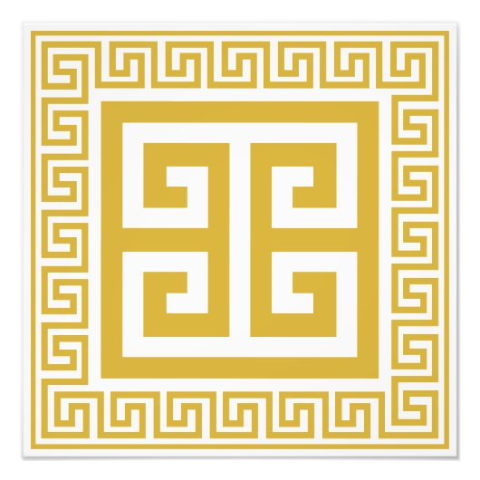 Griekse Key Patroon Gouden Ontwerp Foto Afdruk (Voorkant)