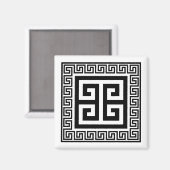 Griekse Key Pattern Zwart Design Magneet (Voorkant / Achterkant)